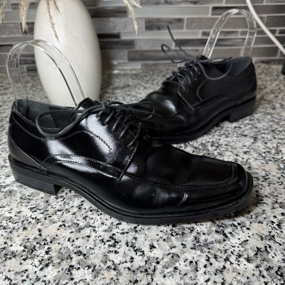 Stacy Adams Leather Calhoun Moc Toe Oxford Classic Black Men's Dress Shoes